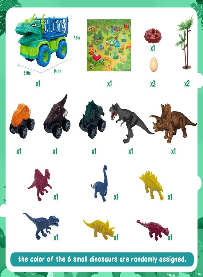 MindPal 19 in 1 Dinosaur Toys for Kids 3-5 5-7, Dinosaur Truck Set for Toddlers with 3 Pull Back Cars, 8 Dino Figures, Christmas and Birthday Gifts Toy for 3 4 5 6 7 Years Old Boys and Girls - Image 3